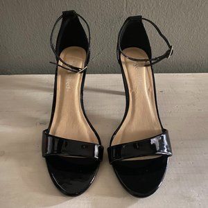 Patten Leather Black Heel